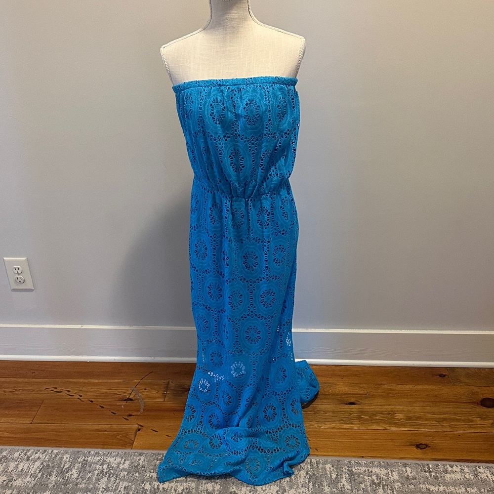 Lilly Pulitzer Blue Strapless Dress